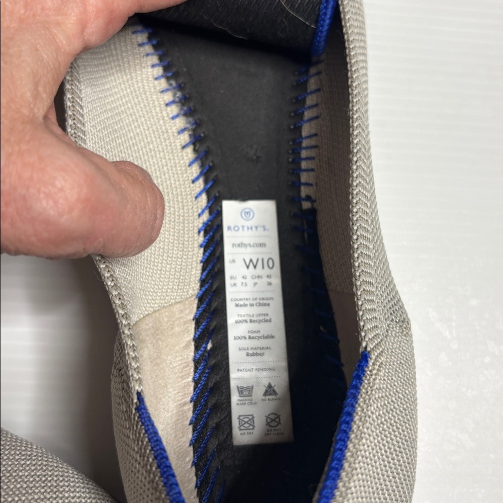 Rothy's Flax Birdseye Gray and Blue Pointed Toe Flats - Picture 9 of 10